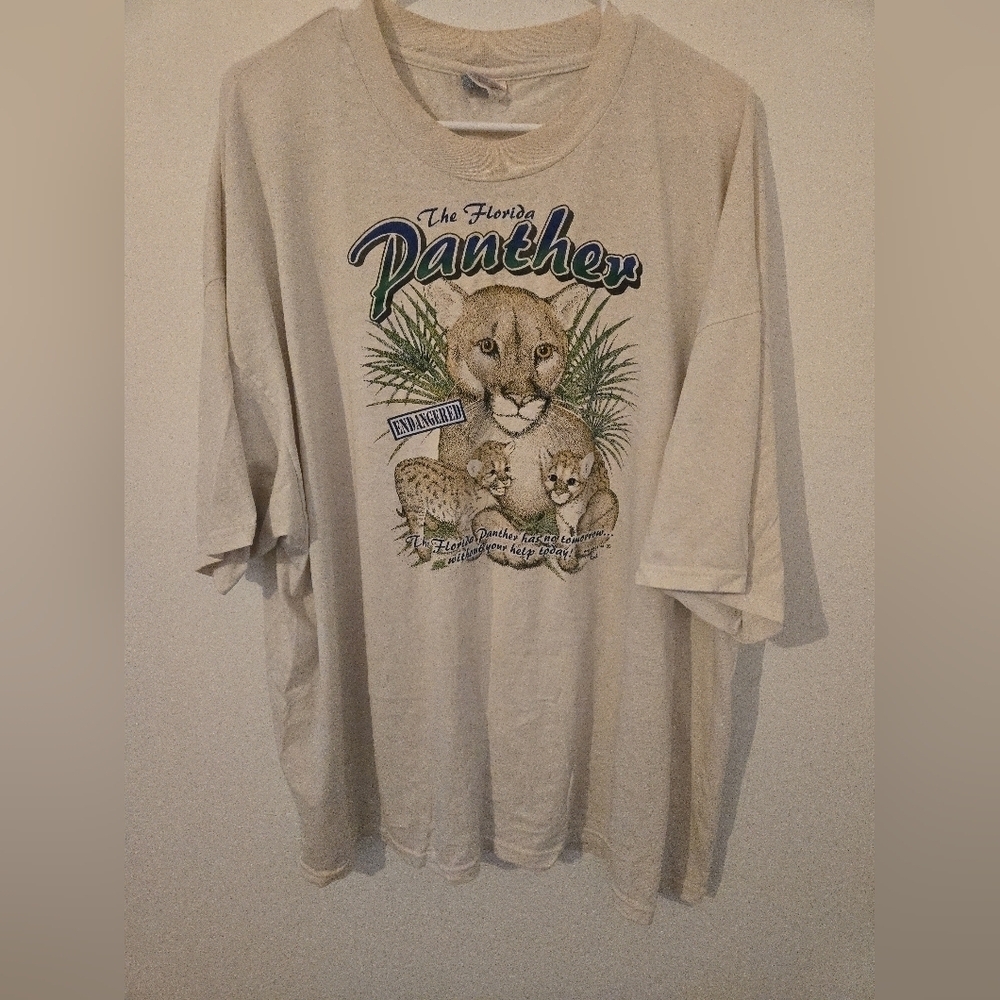 Vintage Florida Panther Hanes Heavyweight T Shirt Mens XXXL Endangered Big
